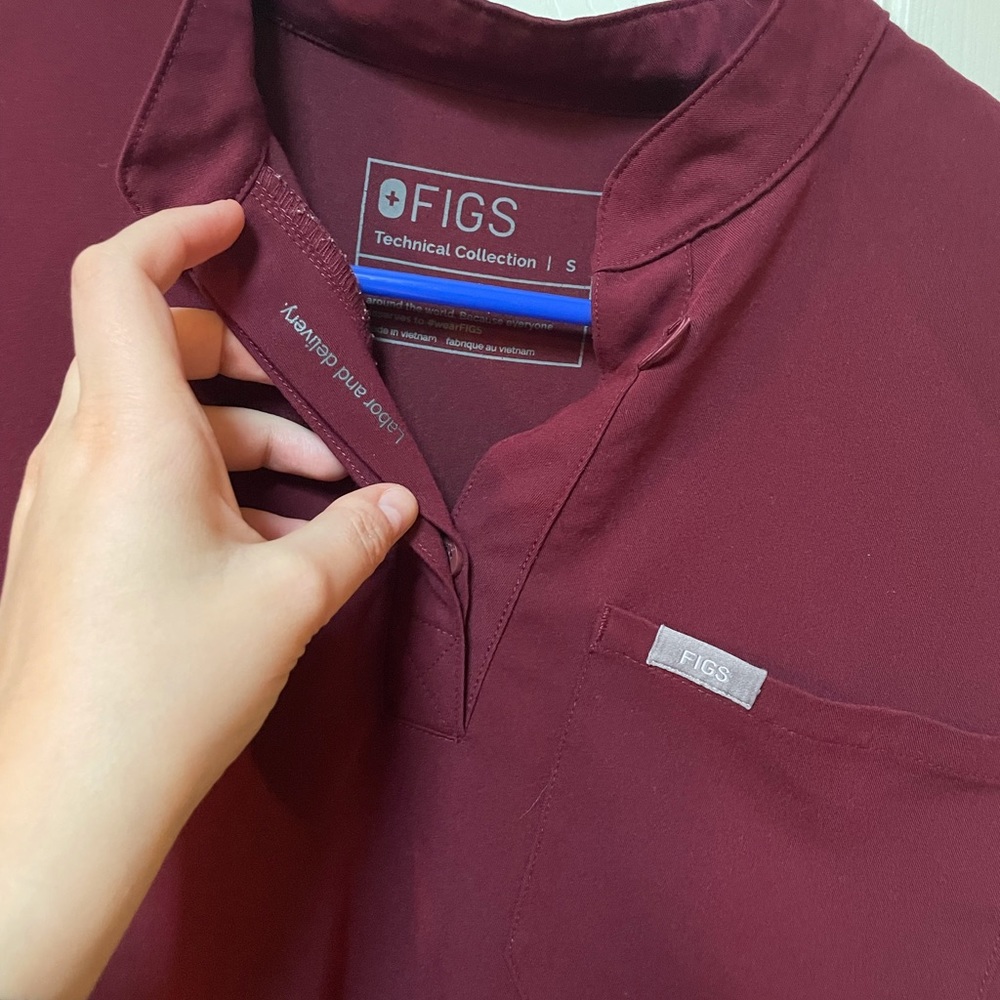 Figs Small Burgundy Maternity top